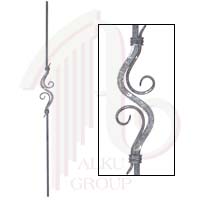 15B/13 12mm SQ. FORGED PICKET WITH SCROLLS 44"