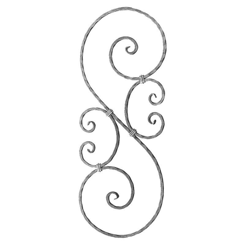 541/1  12mm SQ. HAMMERED SCROLL PANEL 370 x 900mm