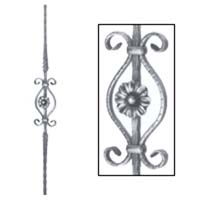 64/F/9  14mm SQ. FORGED PICKET WITH SCROLLS & ROSETTE 110 x 900mm