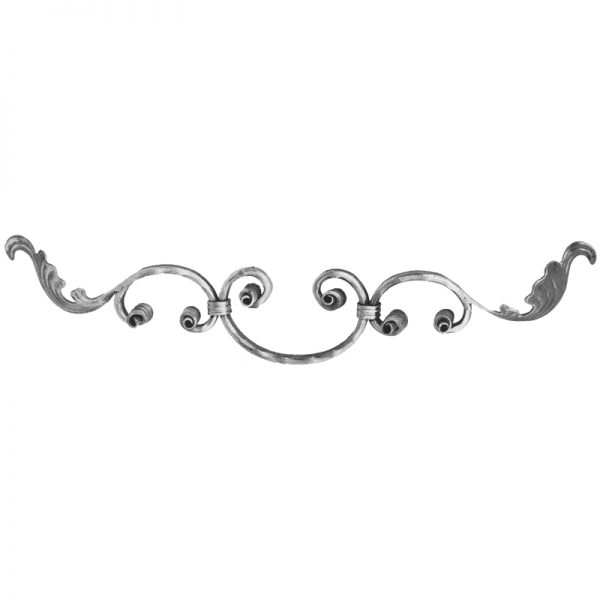 656/1  16 x 8mm FORGED VALANCE WITH SCROLLS & LEAVES 110 x 690mm