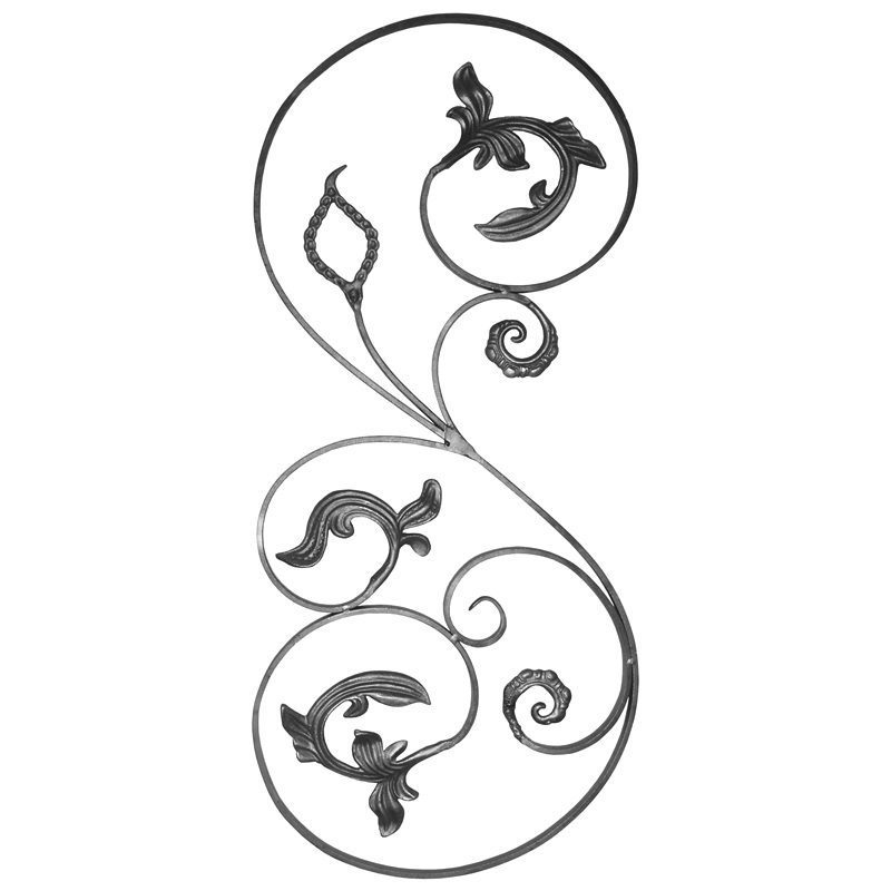 681/4-C  16 x 8mm FORGED S-SCROLL PANEL 400 x 880mm