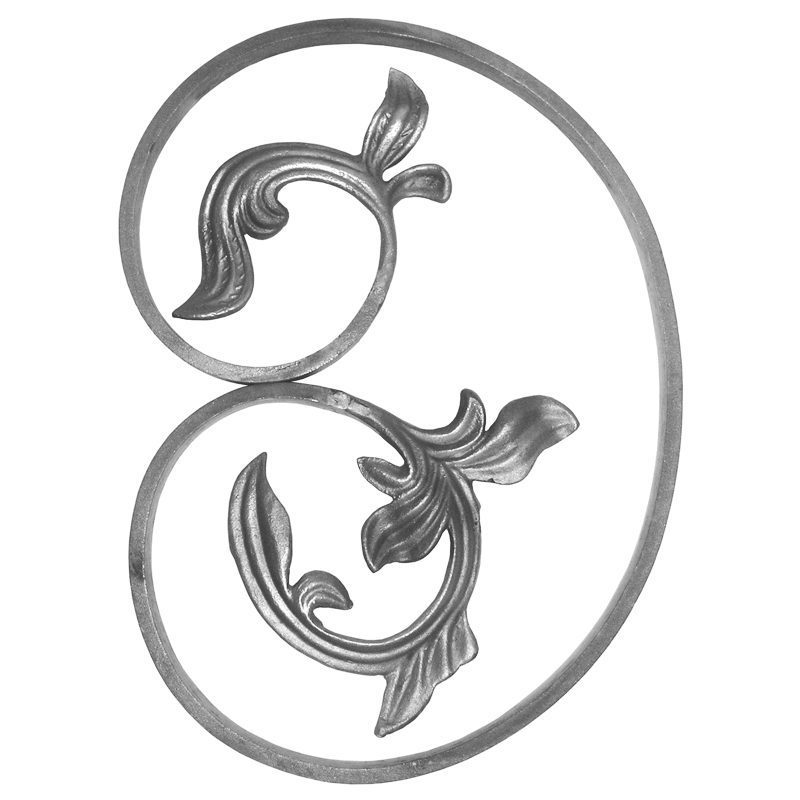 681/8-C 16 x 8mm FORGED C-SCROLL WITH LEAVES 280 x 380mm