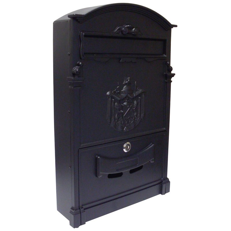 849/2L-BLA ALUMINUM WALL MOUNT MAILBOX - BLACK (LARGE) 298 x 95 x 470mm (CUSTOM ORDER)