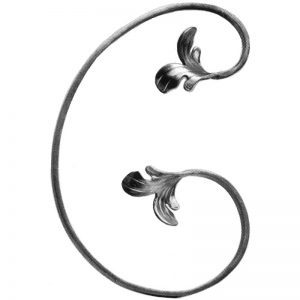 93/4  12 x 6mm FORGED C-SCROLL WITH LEAVES 230 x 350mm