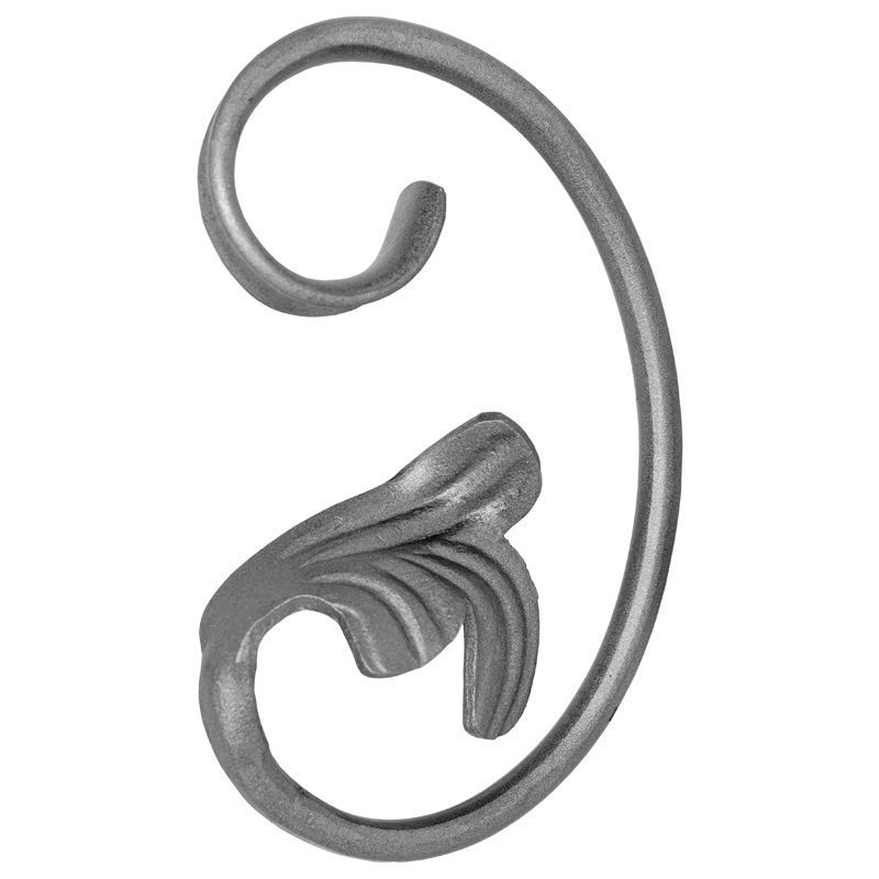 94/C/3  10mm RD. FORGED C-SCROLL WITH LEAF 100 x 170mm - LEFT