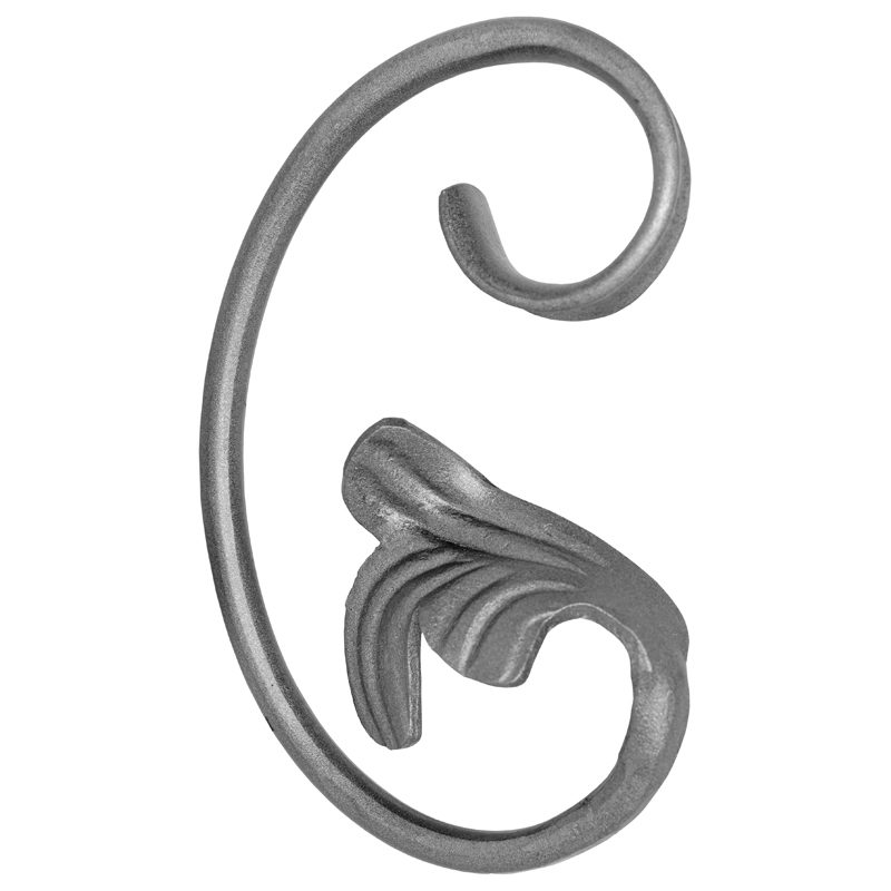94/C/4  10mm RD. FORGED C-SCROLL WITH LEAF 100 x 170mm - RIGHT