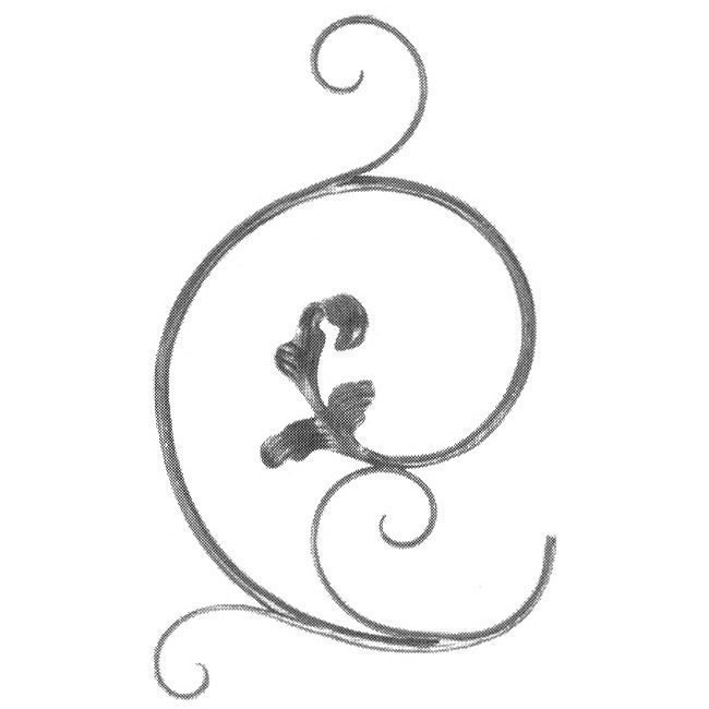 94/E/3  12mm RD. FORGED SCROLL WITH LEAF 310 x 540mm - LEFT