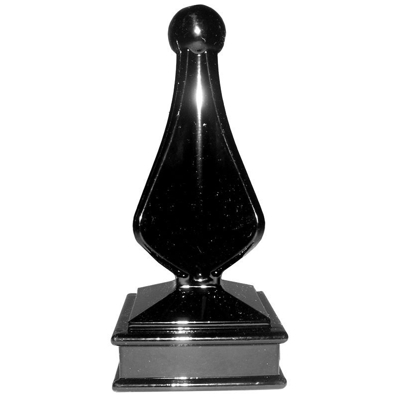 AL9AXL-BLK  2"SQ. ALUMINUM BALL SPEAR CAP (BLACK) 2 1/2"W x 5 3/4"H