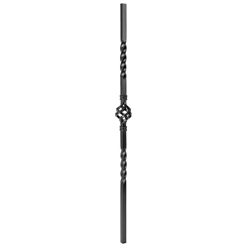 OAP48234B40 3/4"SQ. DOUBLE TWIST W/ BASKET OUTDOOR ALUMINUM PICKET 40" - SATIN BLACK