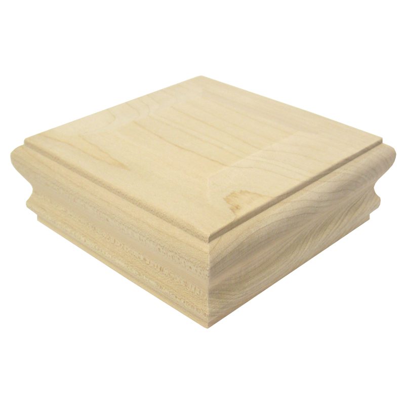 WC414SM  3 1/2"SQ. WOOD NEWEL CAP (SOFT MAPLE) 4 1/4"W x 1 3/4"H - HOLLOW