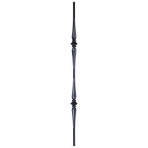 PL132D36B  1/2"SQ. DOUBLE COLLAR DRILLED & TAPPED LANDING PICKET 36" - SATIN BLACK