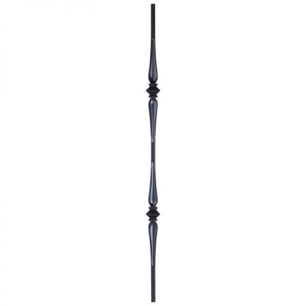 PL132D36B  1/2"SQ. DOUBLE COLLAR DRILLED & TAPPED LANDING PICKET 36" - SATIN BLACK