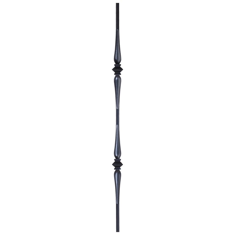 PL132D36B  1/2"SQ. DOUBLE COLLAR DRILLED & TAPPED LANDING PICKET 36" - SATIN BLACK