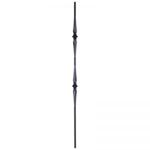 PL132D39B  1/2"SQ. DOUBLE COLLAR DRILLED & TAPPED LANDING PICKET 39" - SATIN BLACK
