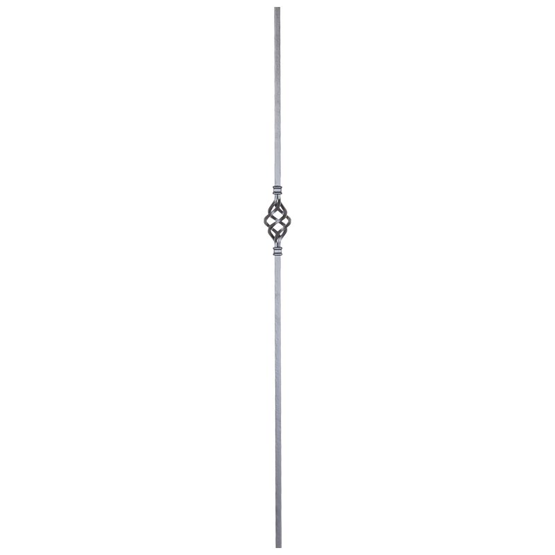 PL48A244B  1/2"SQ. SINGLE BASKET DRILLED & TAPPED LANDING PICKET 44" - SATIN BLACK