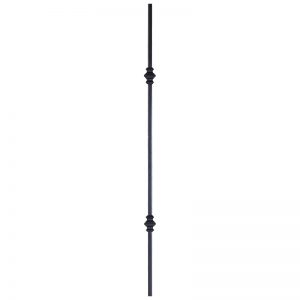 PL683D36B  1/2"SQ. DOUBLE COLLAR DRILLED & TAPPED LANDING PICKET 36" - SATIN BLACK
