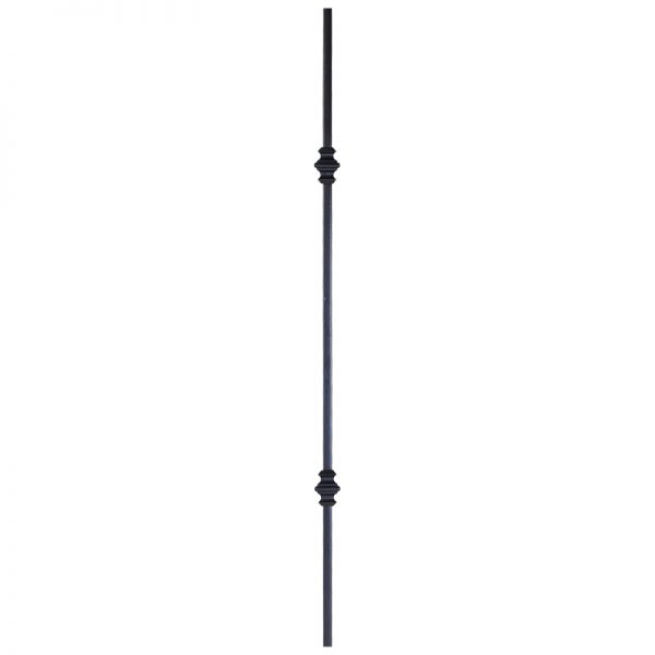 PL683D36B  1/2"SQ. DOUBLE COLLAR DRILLED & TAPPED LANDING PICKET 36" - SATIN BLACK