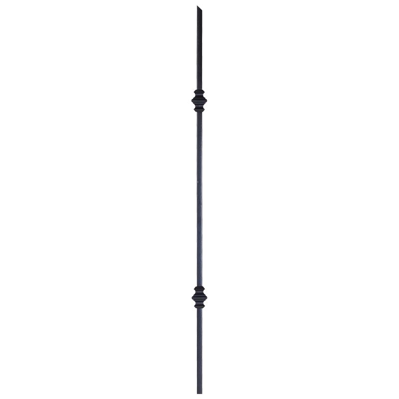 PS683D36S43B 1/2"SQ. DOUBLE COLLAR DRILLED & TAPPED STAIRWAY PICKET 36" 43° - SATIN BLACK