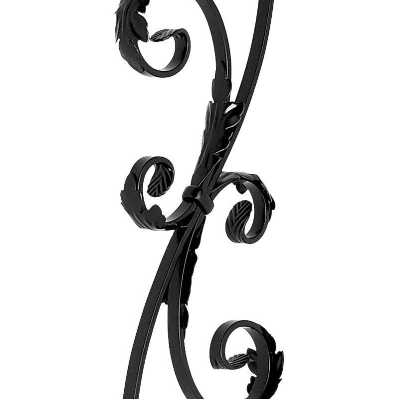 PS1051/1LTB  1/2"SQ. SCROLL PICKET WITH LEAVES 44" - TEXTURED BLACK