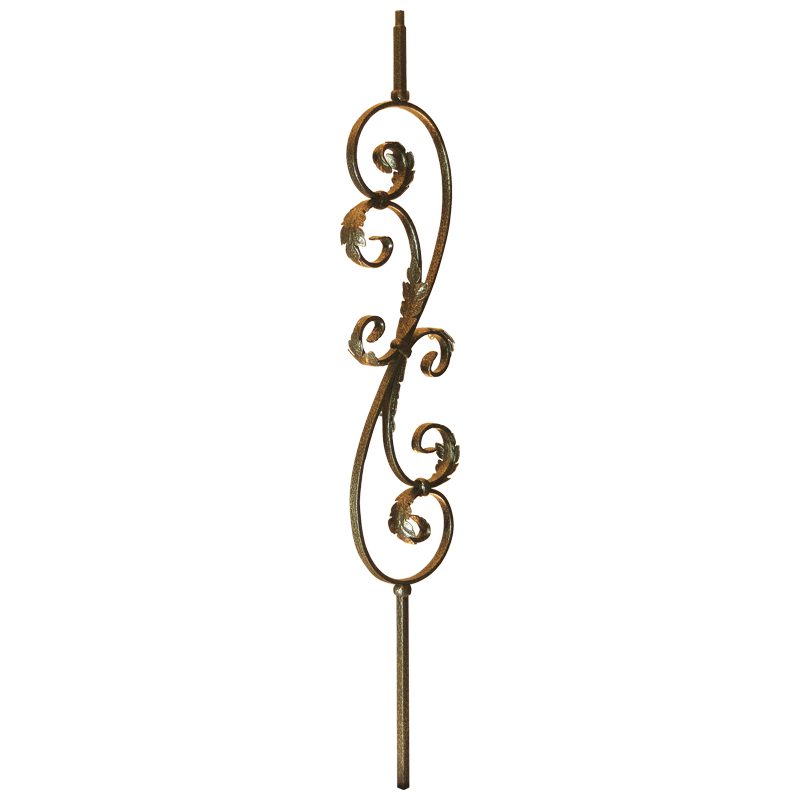 PS1051/1LCV  1/2"SQ. SCROLL PICKET WITH LEAVES 44" - COPPER VEIN (CUSTOM ORDER)