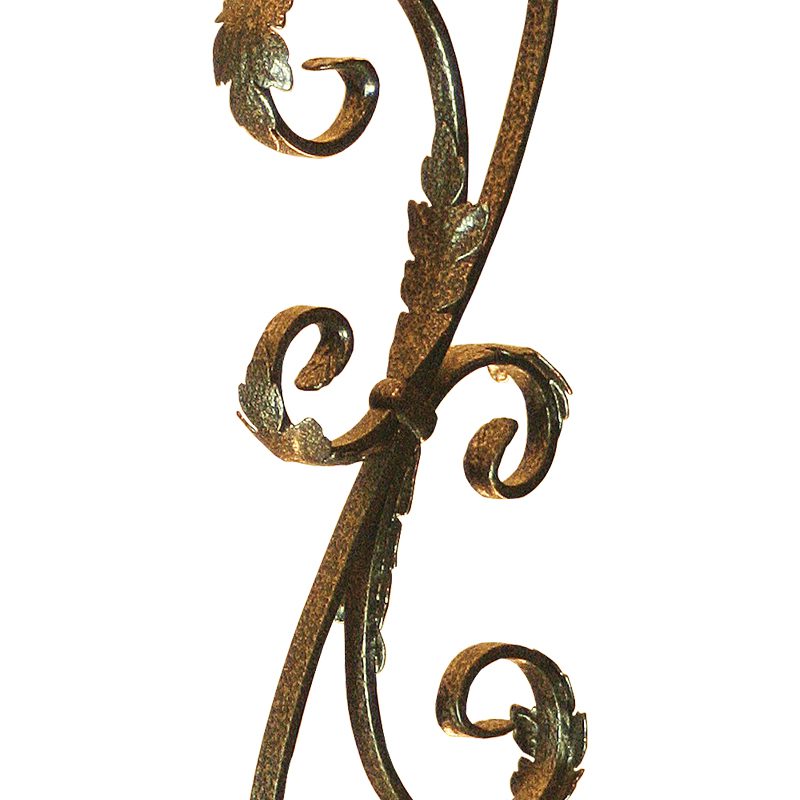 PS1051/1LCV  1/2"SQ. SCROLL PICKET WITH LEAVES 44" - COPPER VEIN (CUSTOM ORDER)