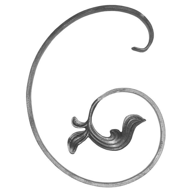 683/2-C  16 x 8mm FORGED C-SCROLL WITH LEAVES 280 x 380mm