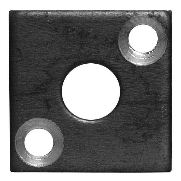 EPL5 1 1/8"SQ. PLATE WITH 3/8"RD. CENTER HOLE & TWO 7/32"RD. HOLES, 3/32" THICK