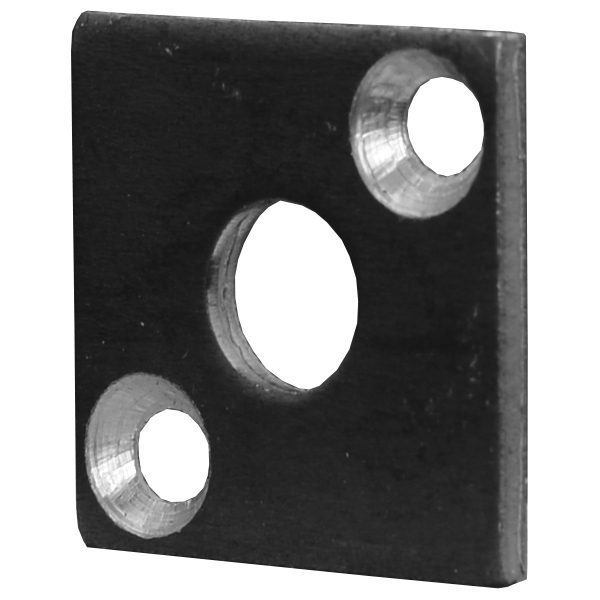 EPL5 1 1/8"SQ. PLATE WITH 3/8"RD. CENTER HOLE & TWO 7/32"RD. HOLES, 3/32" THICK