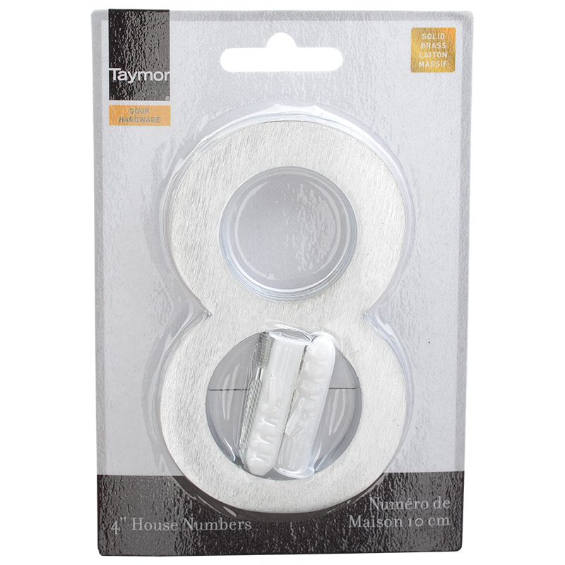 T27-MSC48 4" MODERN STYLE SOLID BRASS HOUSE NUMBER '8' - SATIN CHROME T27-MSC48 4" MODERN STYLE SOLID BRASS HOUSE NUMBER '8' - SATIN CHROME