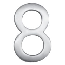 T27-MSC48 4" MODERN STYLE SOLID BRASS HOUSE NUMBER '8' - SATIN CHROME
