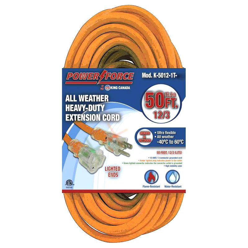 K-5012-1T-OR 50' EXTENSION CORD SINGLE TAP (ORANGE)