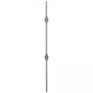 SSBCRYDOUBLE  9/16"RD. STAINLESS STEEL SOLID PICKET WITH SPACE FOR 2 BALL INSERTS 44"