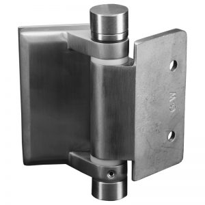 SSPFHSLGWS SPRING LOADED HINGE GLASS TO WALL OR SQUARE POST - SATIN FINISH