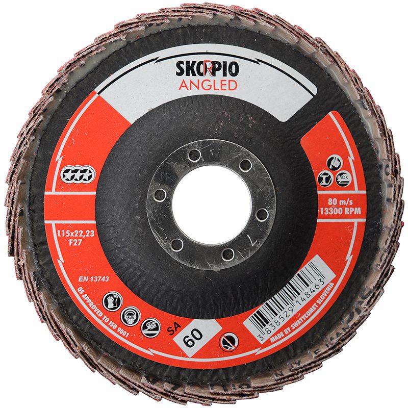 FDAC41260  4 1/2” x 60 GRIT ANGLED FLAP DISC