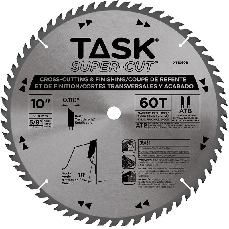 XT1060B TASK 10" 60T ATB SUPERCUT FINE FINISHING BLADE