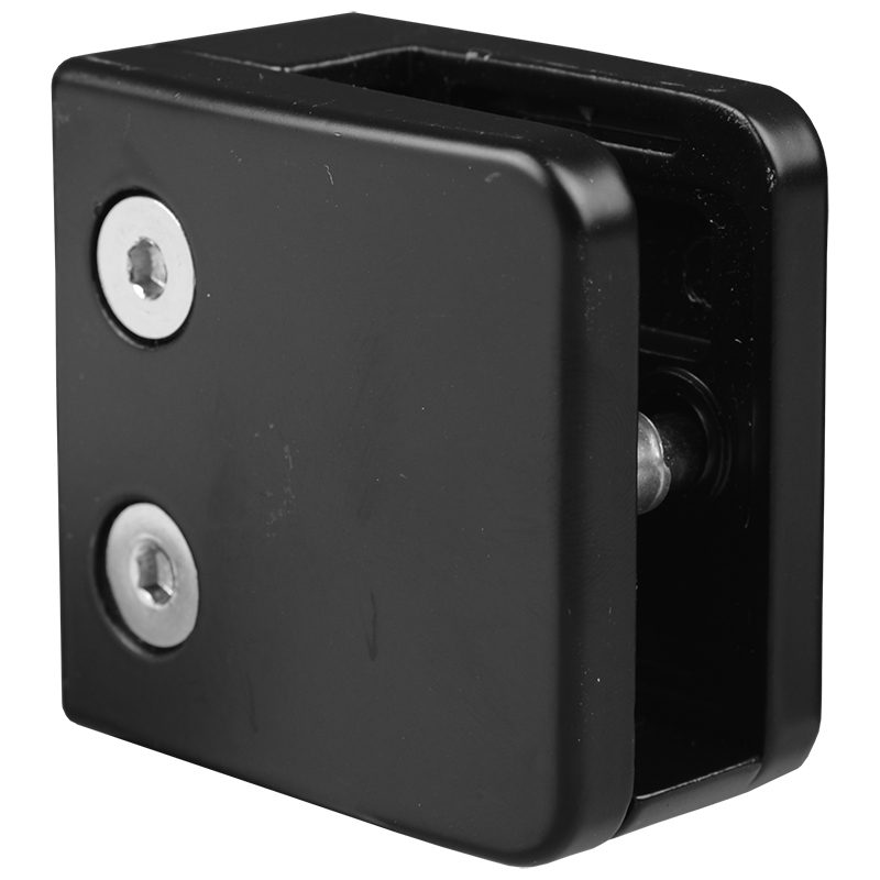 SSGC411XXZMB FLAT BACK LARGE SQUARE GLASS CLIP ZINC - BLACK WITH BOTTOM PLATE  SSGC411XXZMB FLAT BACK LARGE SQUARE GLASS CLIP ZINC - BLACK WITH BOTTOM PLATE