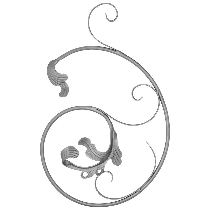94/E/5  12mm RD. FORGED SCROLL WITH LEAVES 410 x 620mm - LEFT