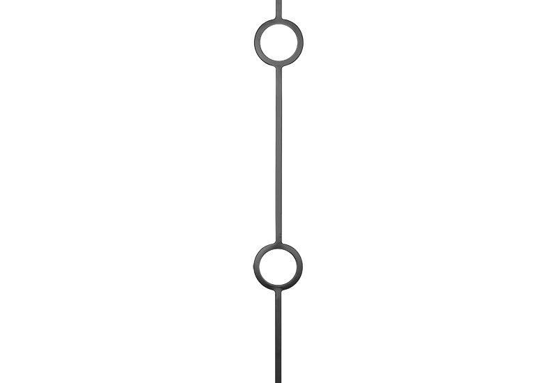 PTMRING2B 1/2"SQ. DOUBLE RING MODERN TUBULAR PICKET 4" x 44" - SATIN BLACK