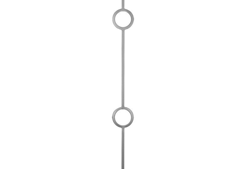PTMRING2P 1/2"SQ. DOUBLE RING MODERN TUBULAR PICKET 4" x 44" - PEWTER