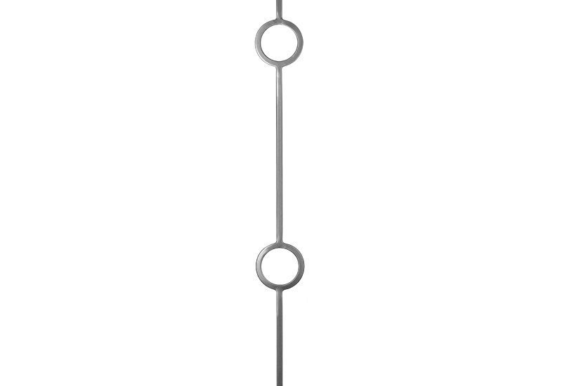 PTMRING2PTK 1/2"SQ. DOUBLE RING MODERN TUBULAR PICKET 4" x 44"- GUNMETAL PEWTER