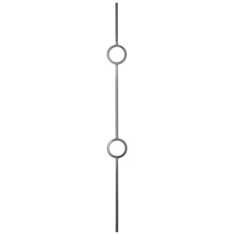 PTMRING2PTK 1/2"SQ. DOUBLE RING MODERN TUBULAR PICKET 4" x 44"- GUNMETAL PEWTER