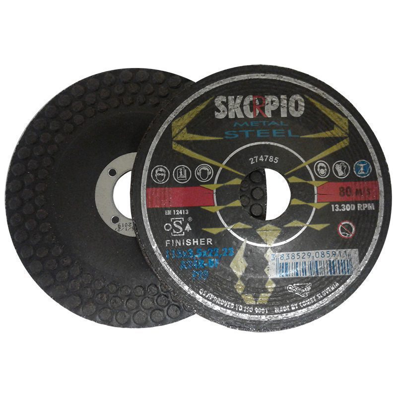 FW41218 4 1/2" x 1/8" x 7/8" SKORPIO FINISHER WHEEL DEPRESSED