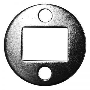 EPL1BC 1 3/8"RD. PLATE WITH 1/2" x 3/4" CENTER HOLE & TWO 7/32"RD. HOLES, 3/32" THICK - BRUSHED CHROME
