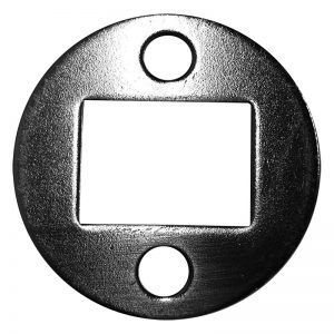 EPL1BN 1 3/8"RD. PLATE WITH 1/2" x 3/4" CENTER HOLE & TWO 7/32"RD. HOLES, 3/32" THICK - BRUSHED NICKEL