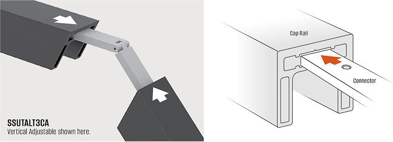 aluminum cap rail connector illustration