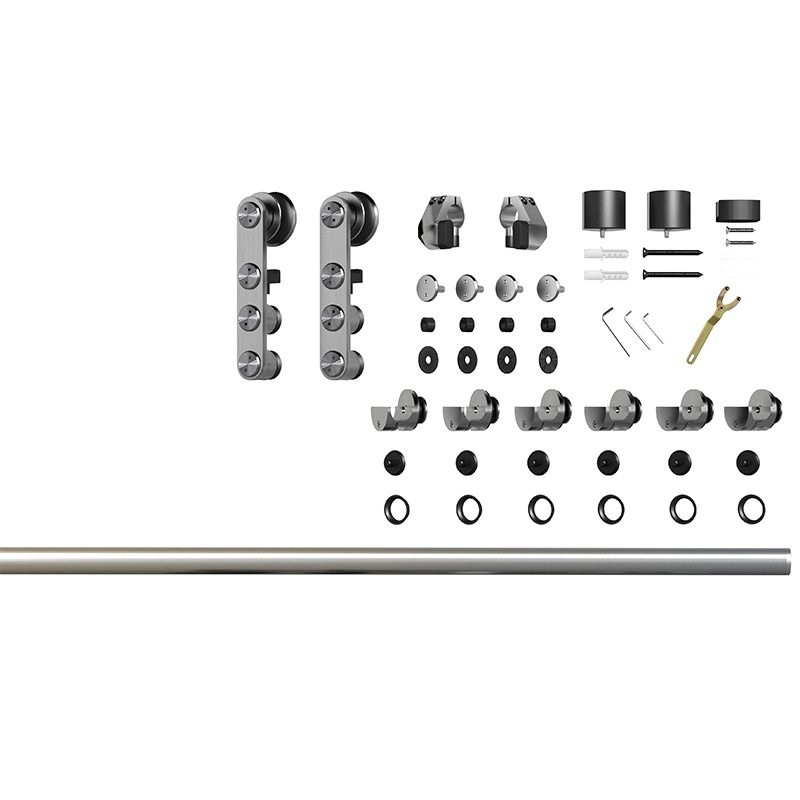 SSDS112-single-sliding-glass-door-kit-glass-mount-satin-stainless-steel-kit